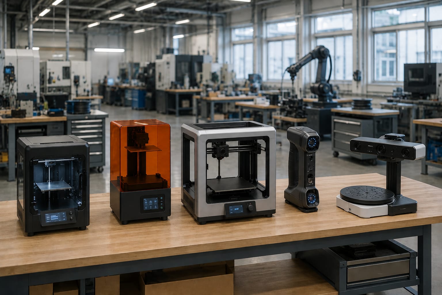 FDM方式・光造形方式の3Dプリンターやハンディ3Dスキャナー、据置型3Dスキャナーなど3Dプリンター・3Dスキャナーのイメージ