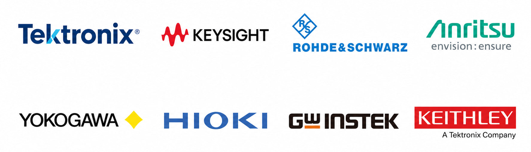 高価買取中の人気メーカー:Tektronix、KEYSIGHT、ROHDE&SCHWARZ、Anritsu、YOKOGAWA、HIOKI、GW INSTEK、KEITHLEY